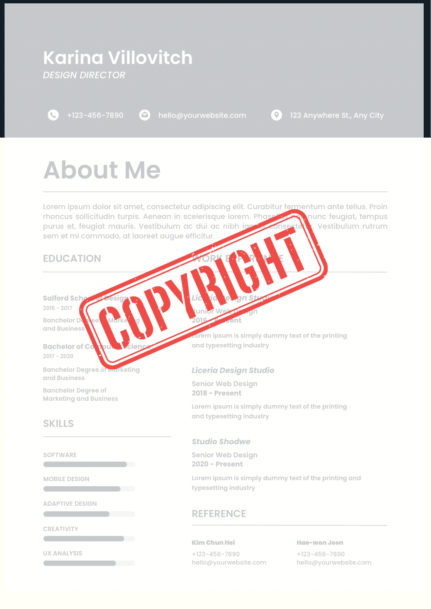 Resume/CV Template for Sale