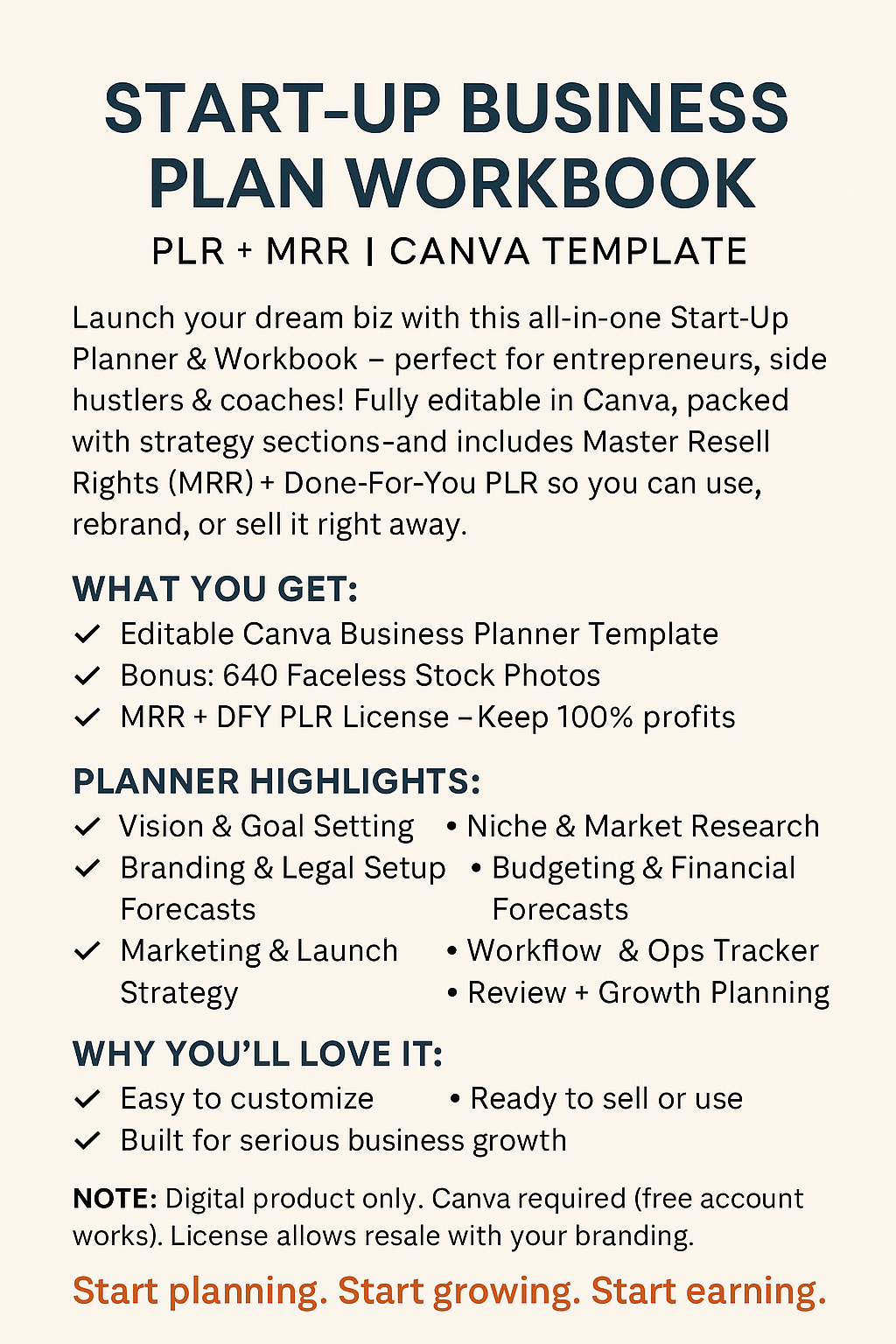 Start-Up Business Plan Workbook